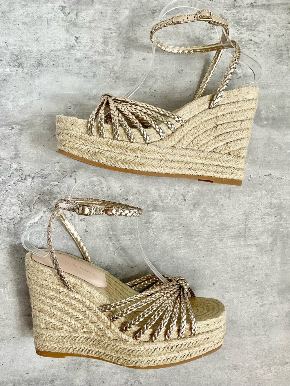 Loeffler Randall Pamela Mignon Knotted Metallic Leather Wedge Sandals 9.5 NIB - Picture 8 of 16